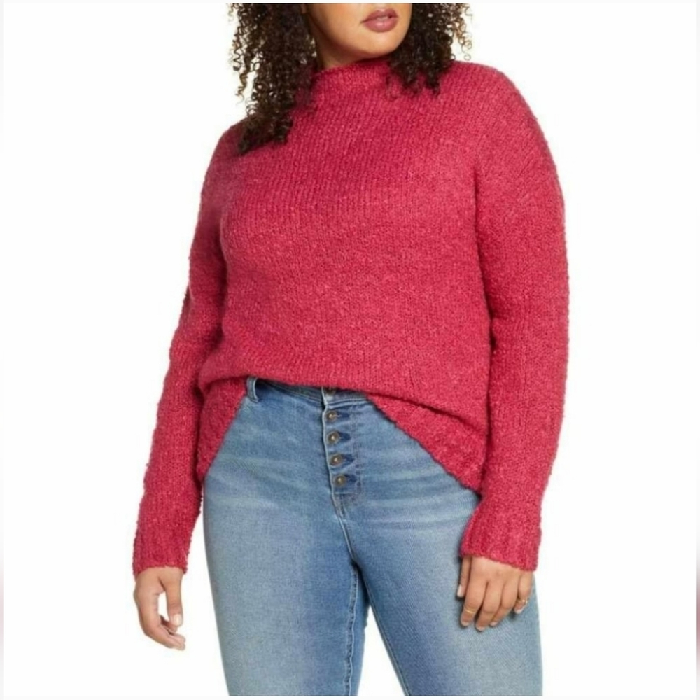 B.P. funnel neck chunky nubby sweater